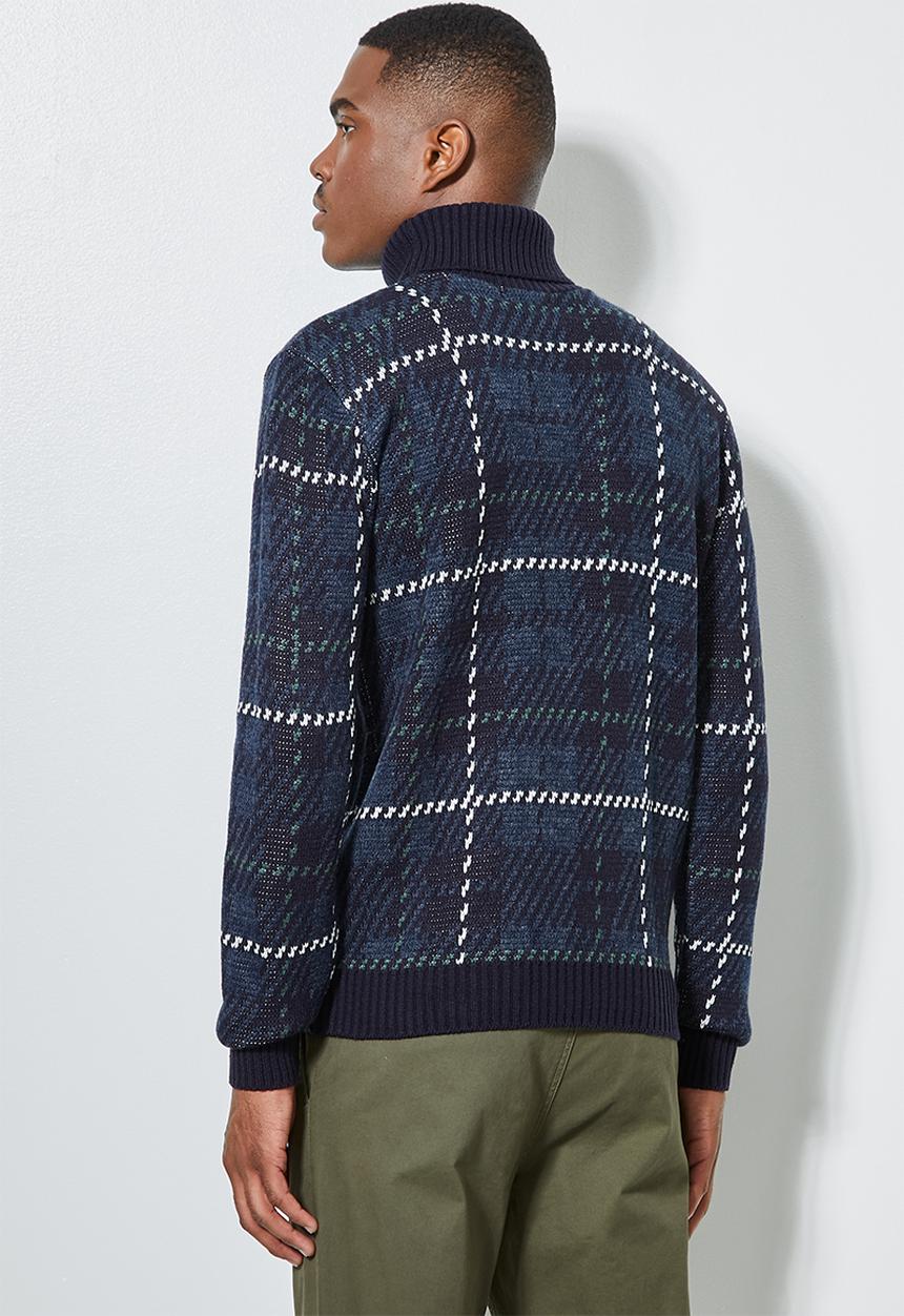Superbalist - Check pattern roll neck knit - navy
