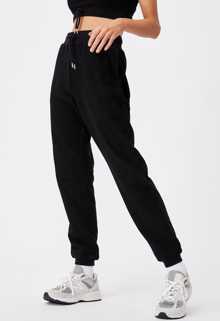 Factorie - Reverse french terry slim fit trackpants - black