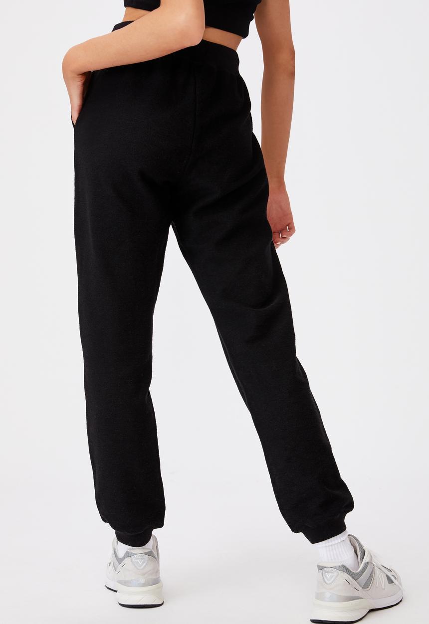 Factorie - Reverse french terry slim fit trackpants - black
