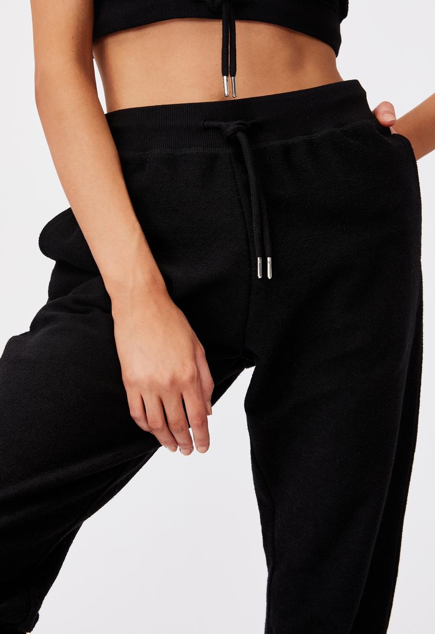 Factorie - Reverse french terry slim fit trackpants - black