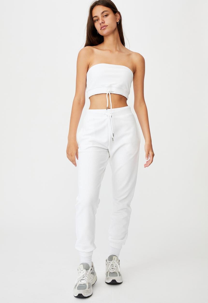 Factorie - Reverse french terry slim fit trackpants - white