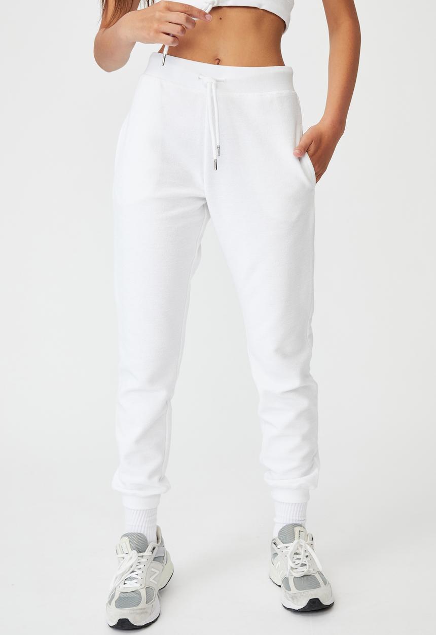 Factorie - Reverse french terry slim fit trackpants - white