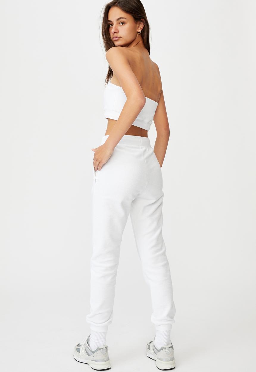 Factorie - Reverse french terry slim fit trackpants - white