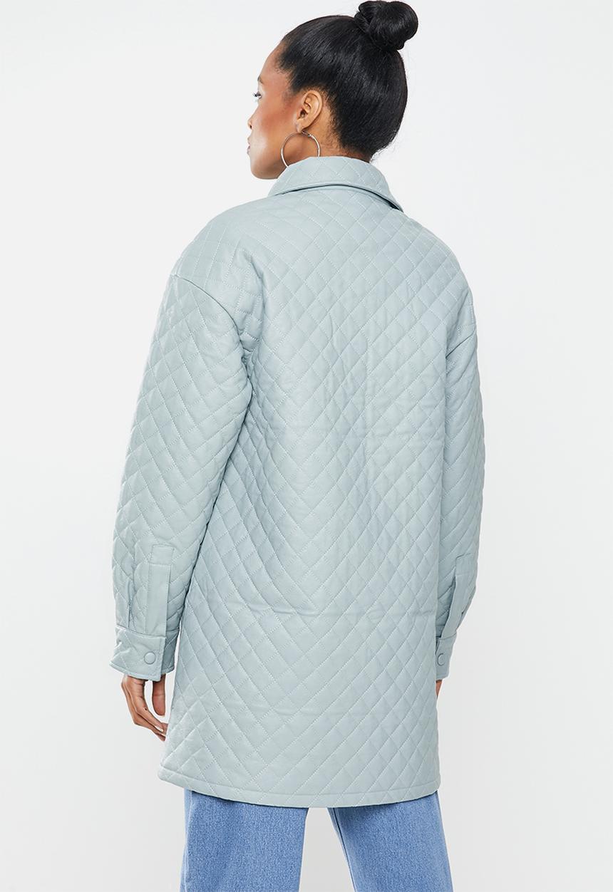 Glamorous - Quilted oversized coat - dusty blue