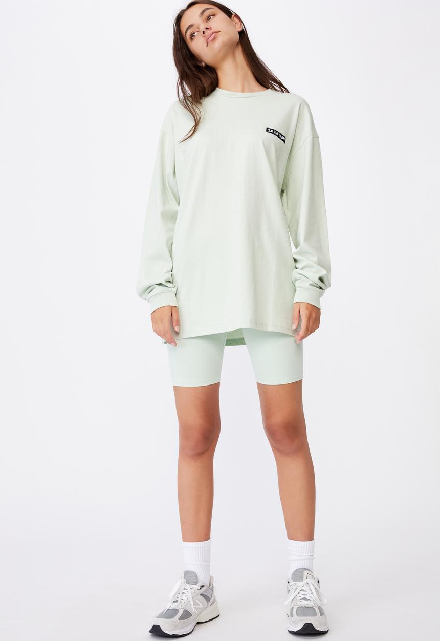 Factorie - Super oversized ls graphic tee - celadon