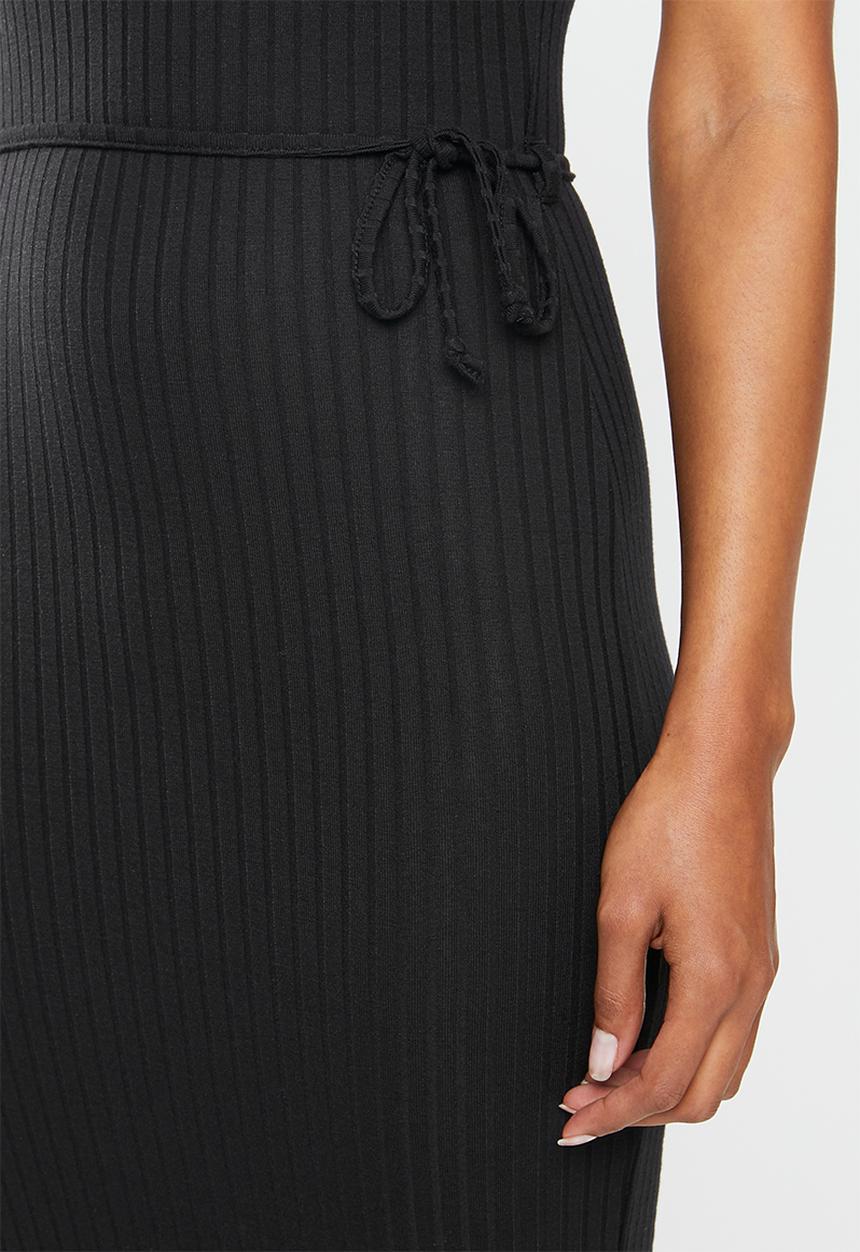 Missguided - Petite tie belt cami midi dress - black