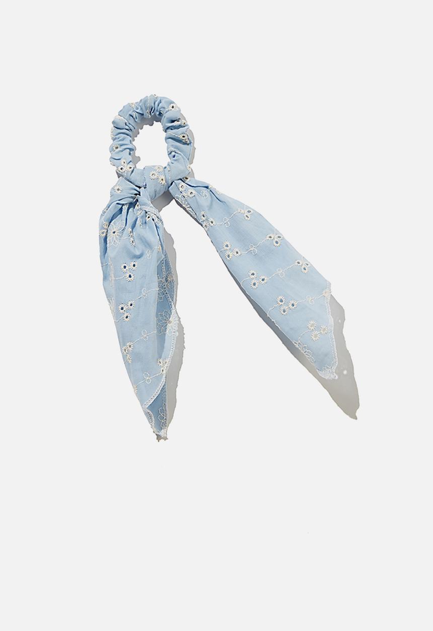 Cotton On - Scarf scrunchie - broderie - blue 