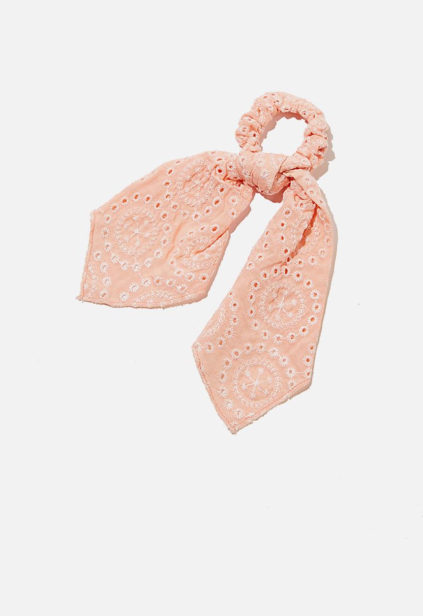 Cotton On - Scarf scrunchie - broderie - pink 