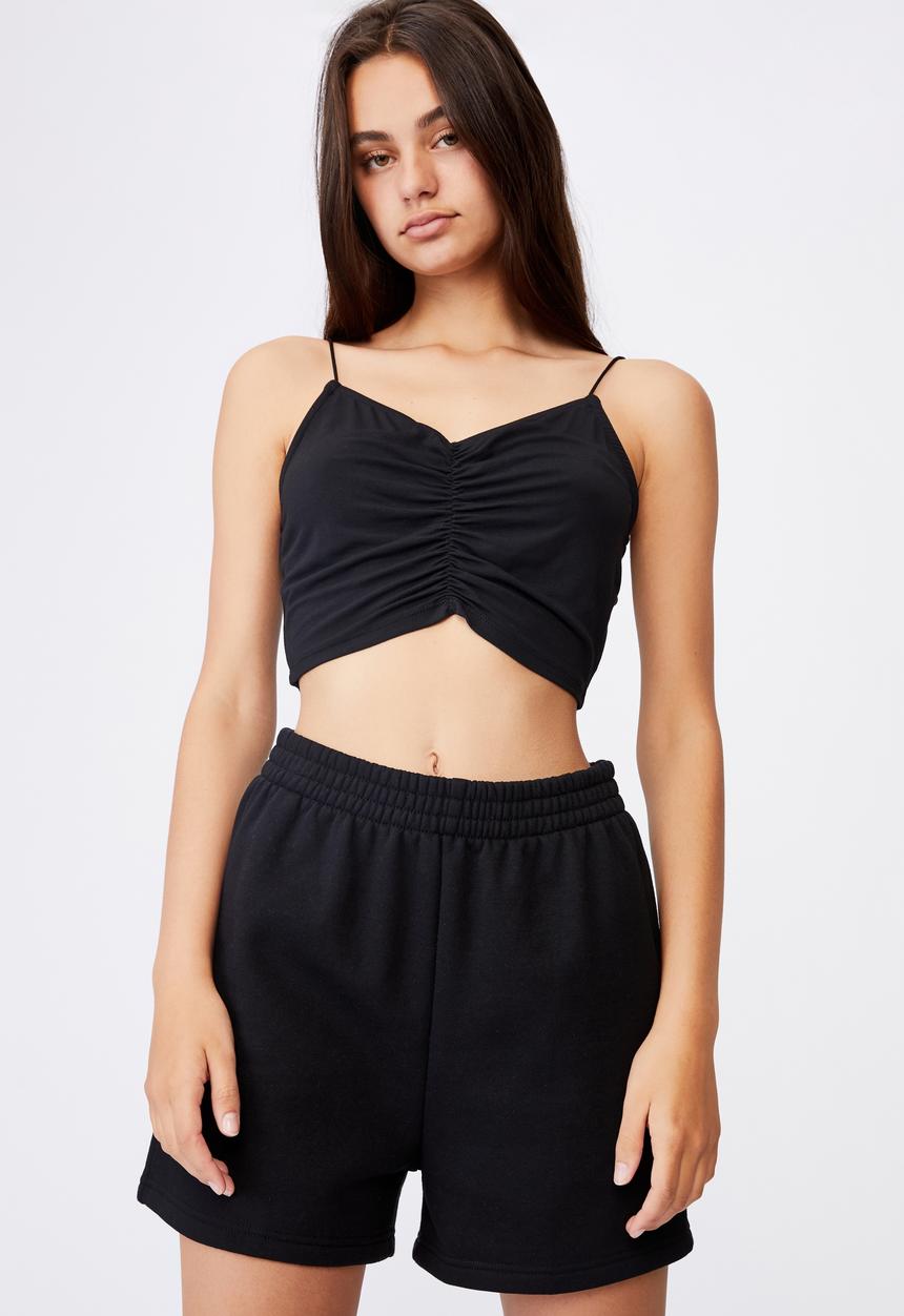 Factorie - V neck ruched cami - black