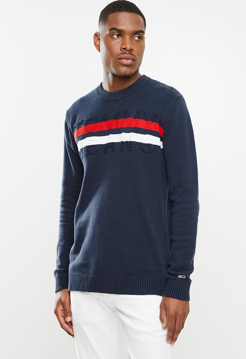 Tommy Hilfiger - Tommy Hilfiger Jeans  Texture Logo Knitwear  - navy