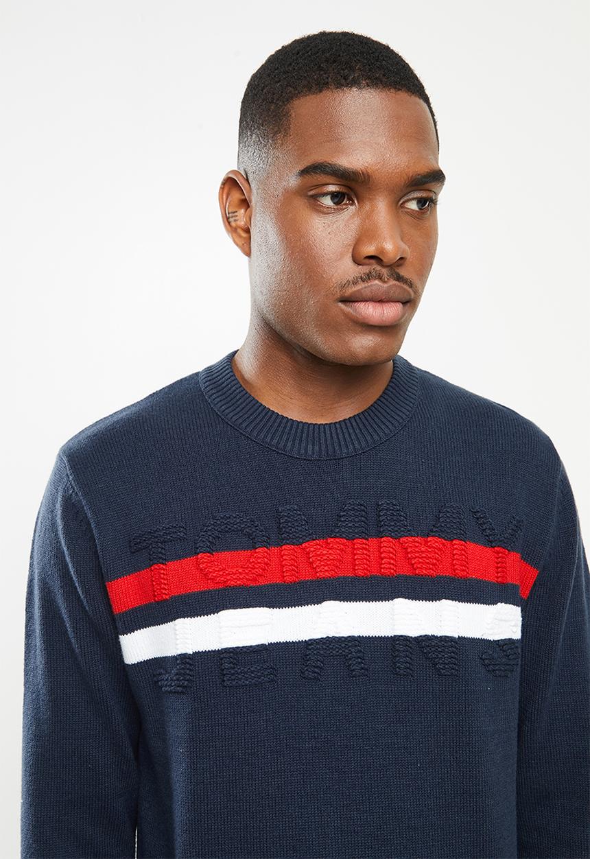 Tommy Hilfiger - Tommy Hilfiger Jeans  Texture Logo Knitwear  - navy