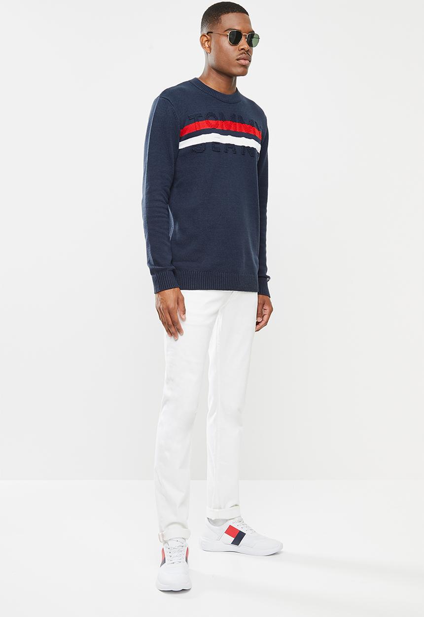 Tommy Hilfiger - Tommy Hilfiger Jeans  Texture Logo Knitwear  - navy