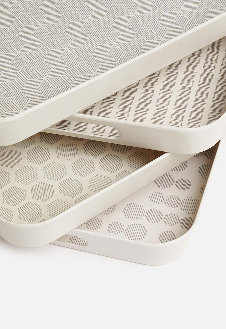 Excellent Houseware - Dot serving tray - grey & white