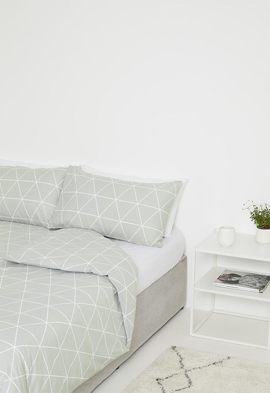 Sixth Floor - Ella printed polycotton duvet cover set - sage green
