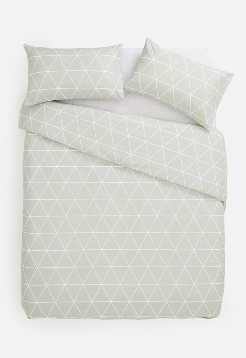 Sixth Floor - Ella printed polycotton duvet cover set - sage green