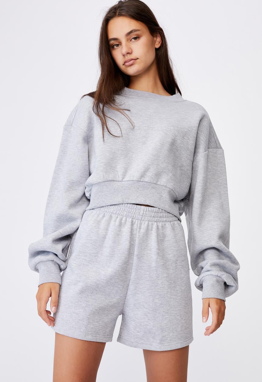 Factorie - Boxy crop crew - grey 