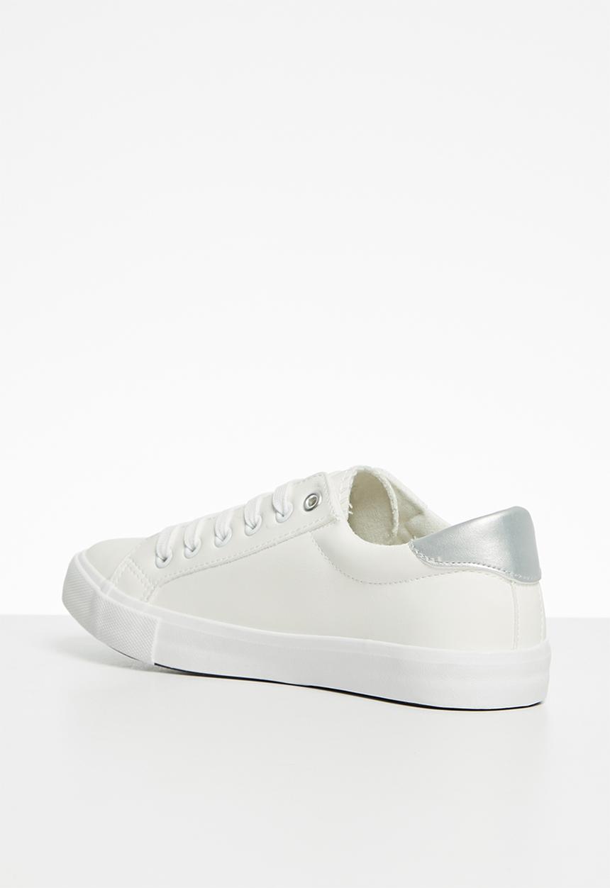 Miss Black - Baker 8 sneaker - silver & white 