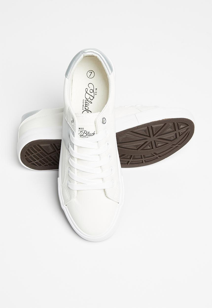 Miss Black - Baker 8 sneaker - silver & white 