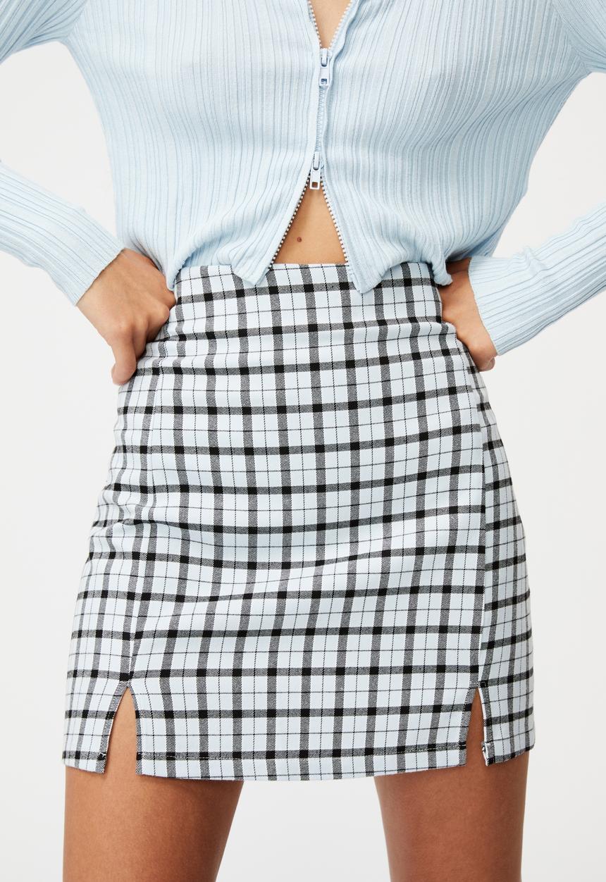 Factorie - Double split mini skirt - oakley check skyway