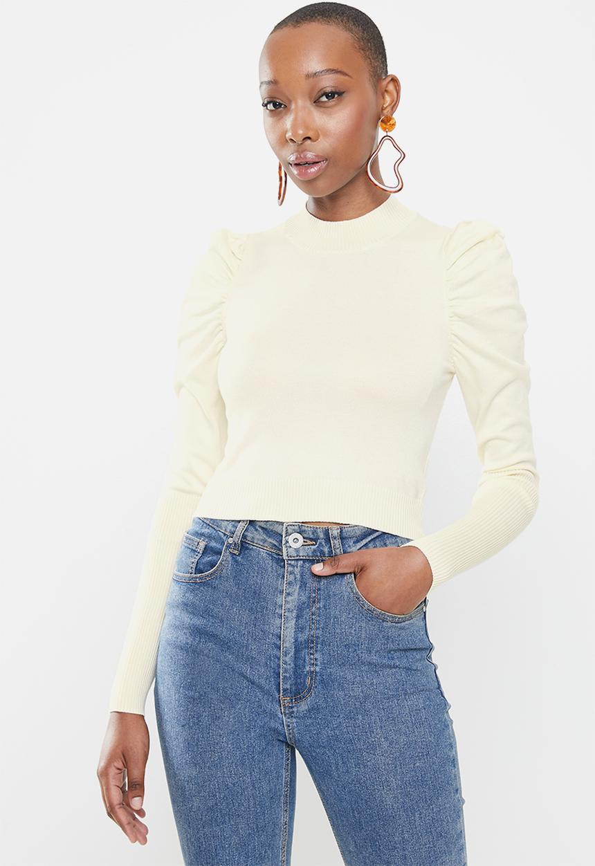Glamorous - Puff sleeve knit - off white