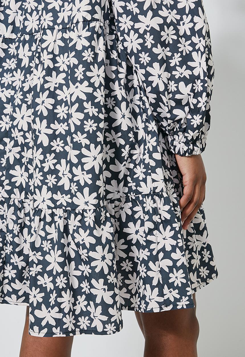 Superbalist - Volume tiered dress - navy & white 