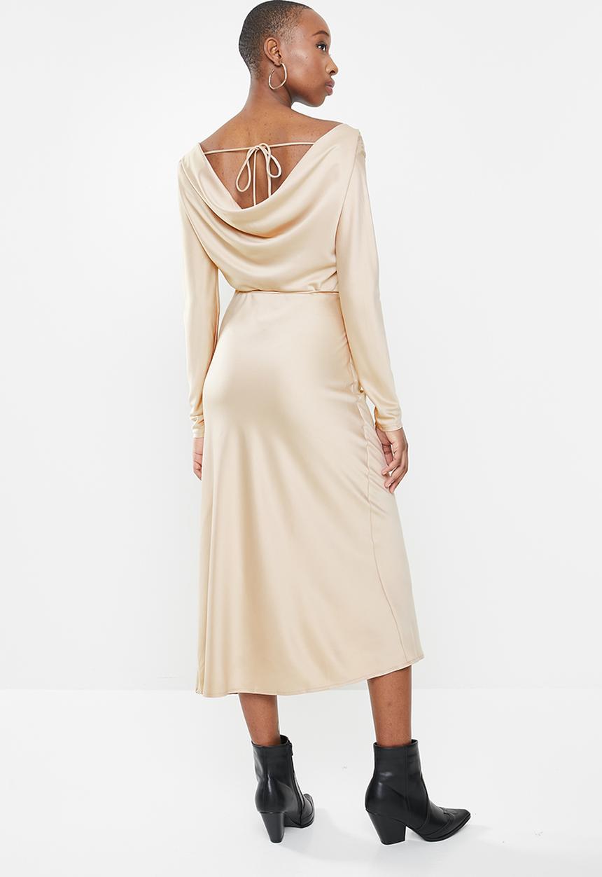 Glamorous - Drape back dress - champagne