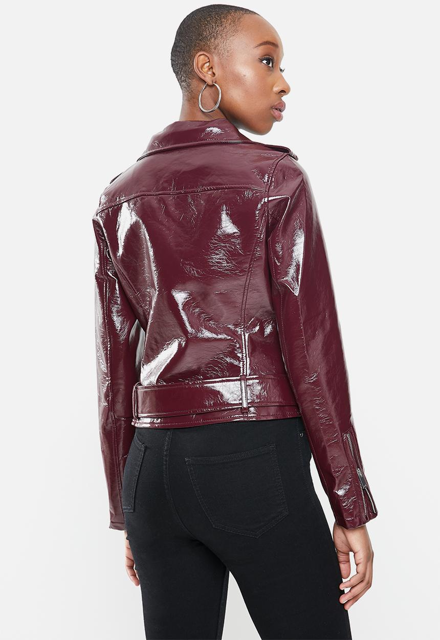 Glamorous - Biker patent jacket - maroon