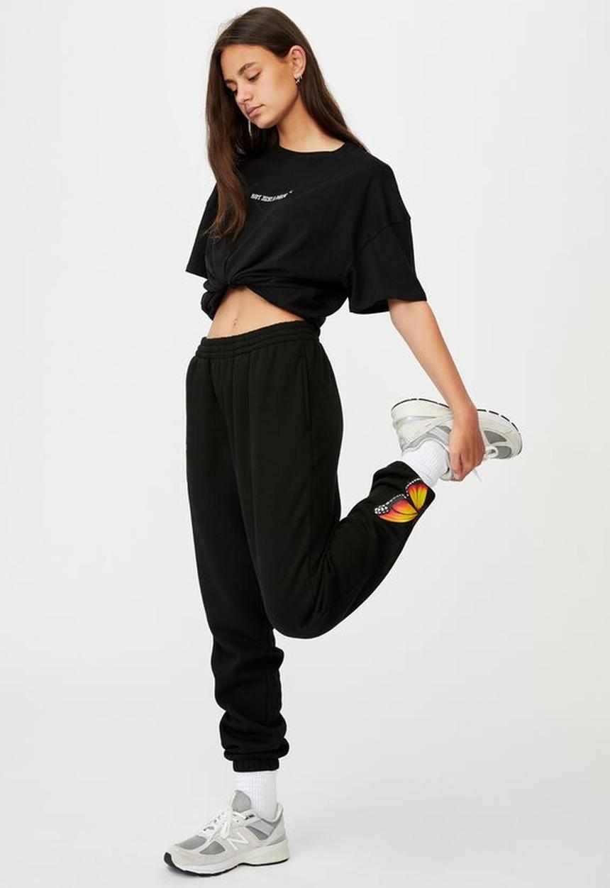 Factorie - Graphic trackpant - black