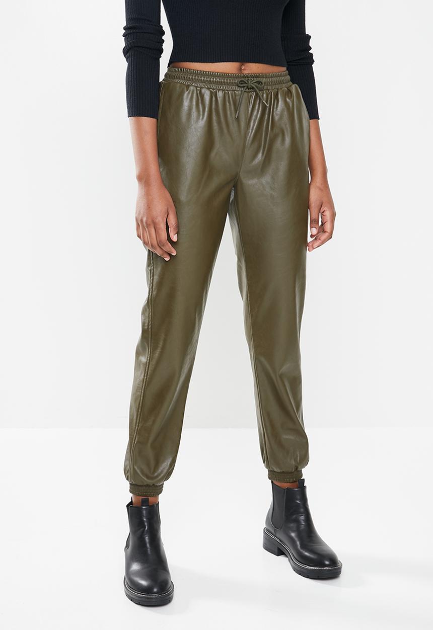 Glamorous - Pu trousers - khaki