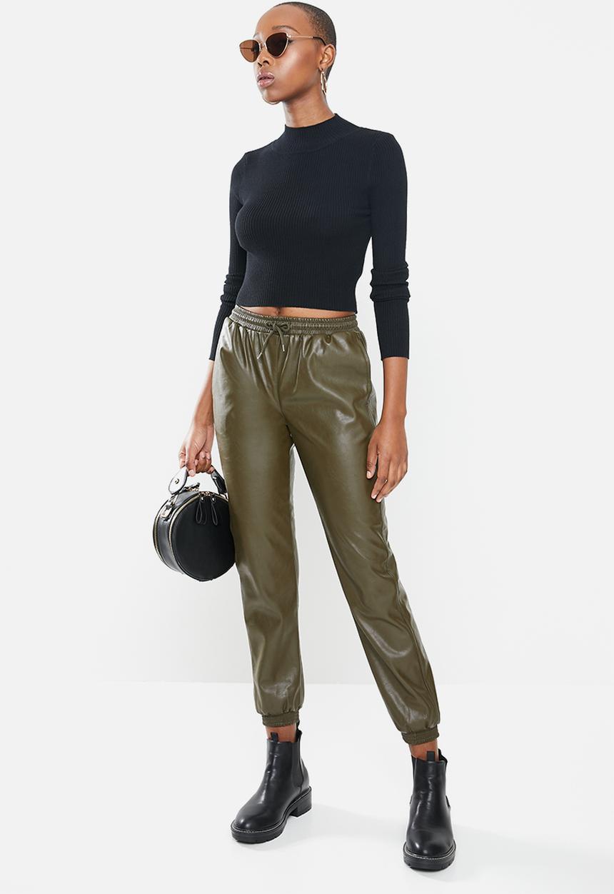 Glamorous - Pu trousers - khaki