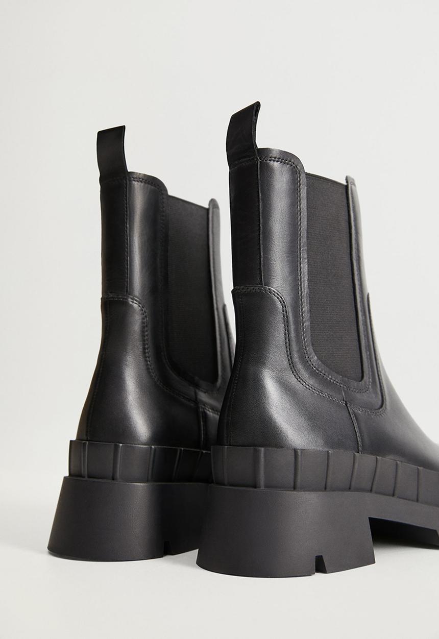 MANGO - Rain leather boot - black