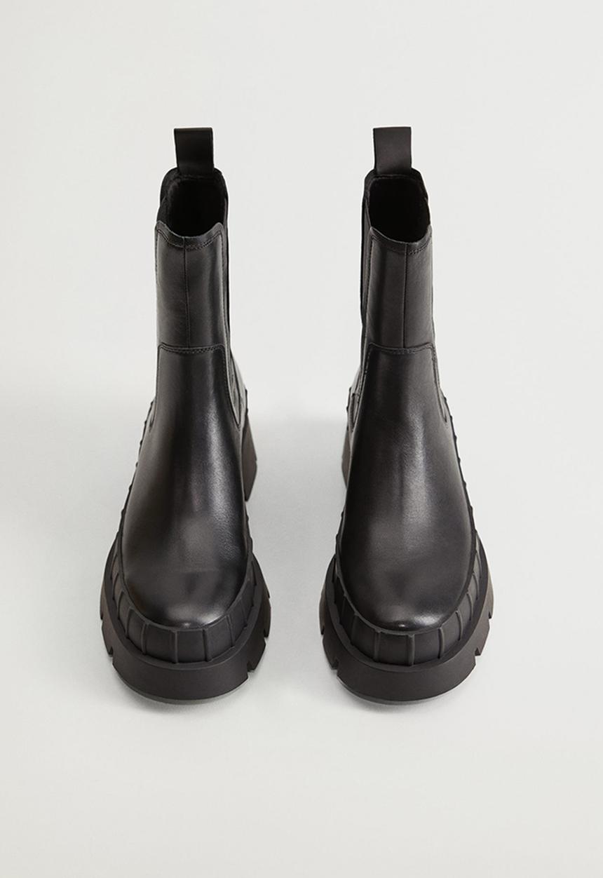 MANGO - Rain leather boot - black