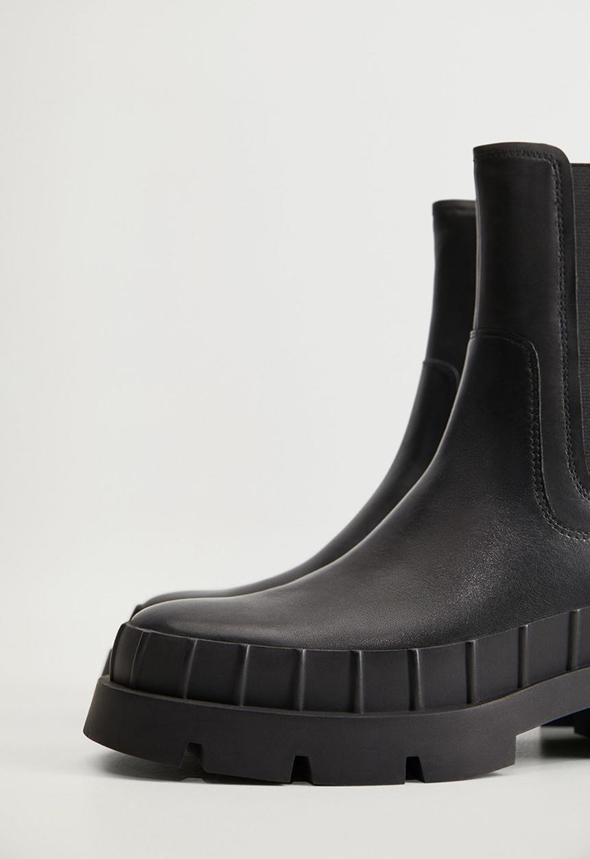 MANGO - Rain leather boot - black