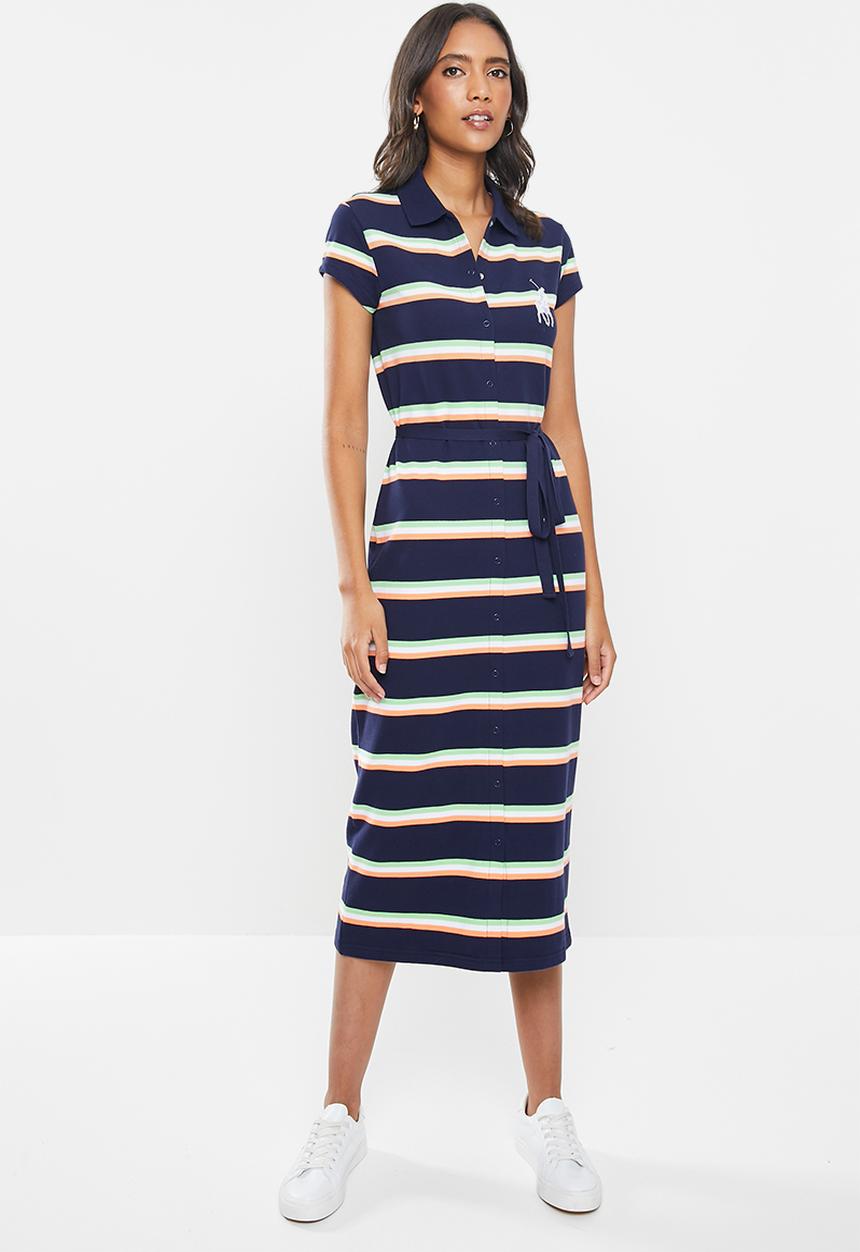 POLO - Bernadine stripe longer length golfer dress - multi