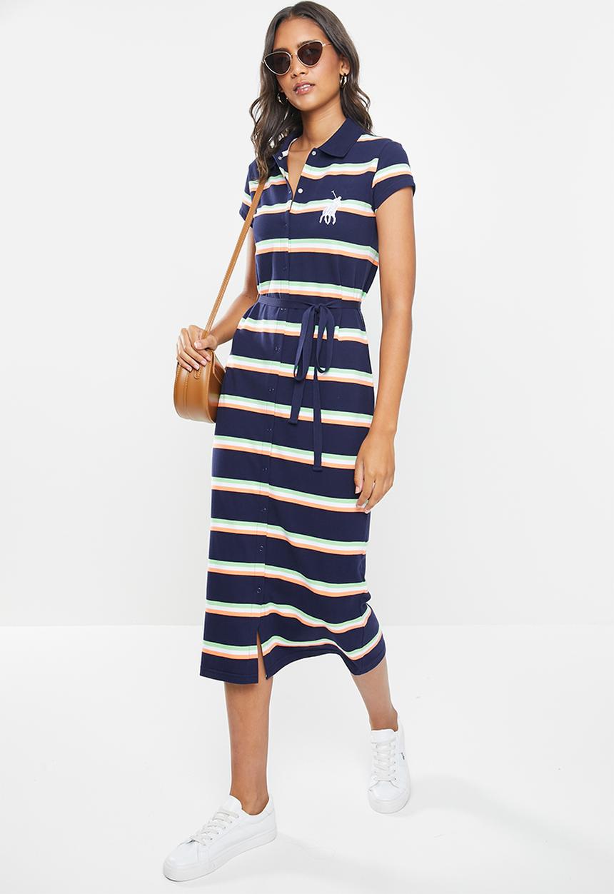 POLO - Bernadine stripe longer length golfer dress - multi