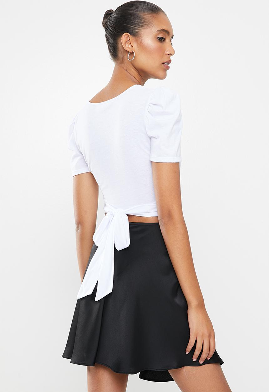 Blake - Knit wrap-tie tee - white