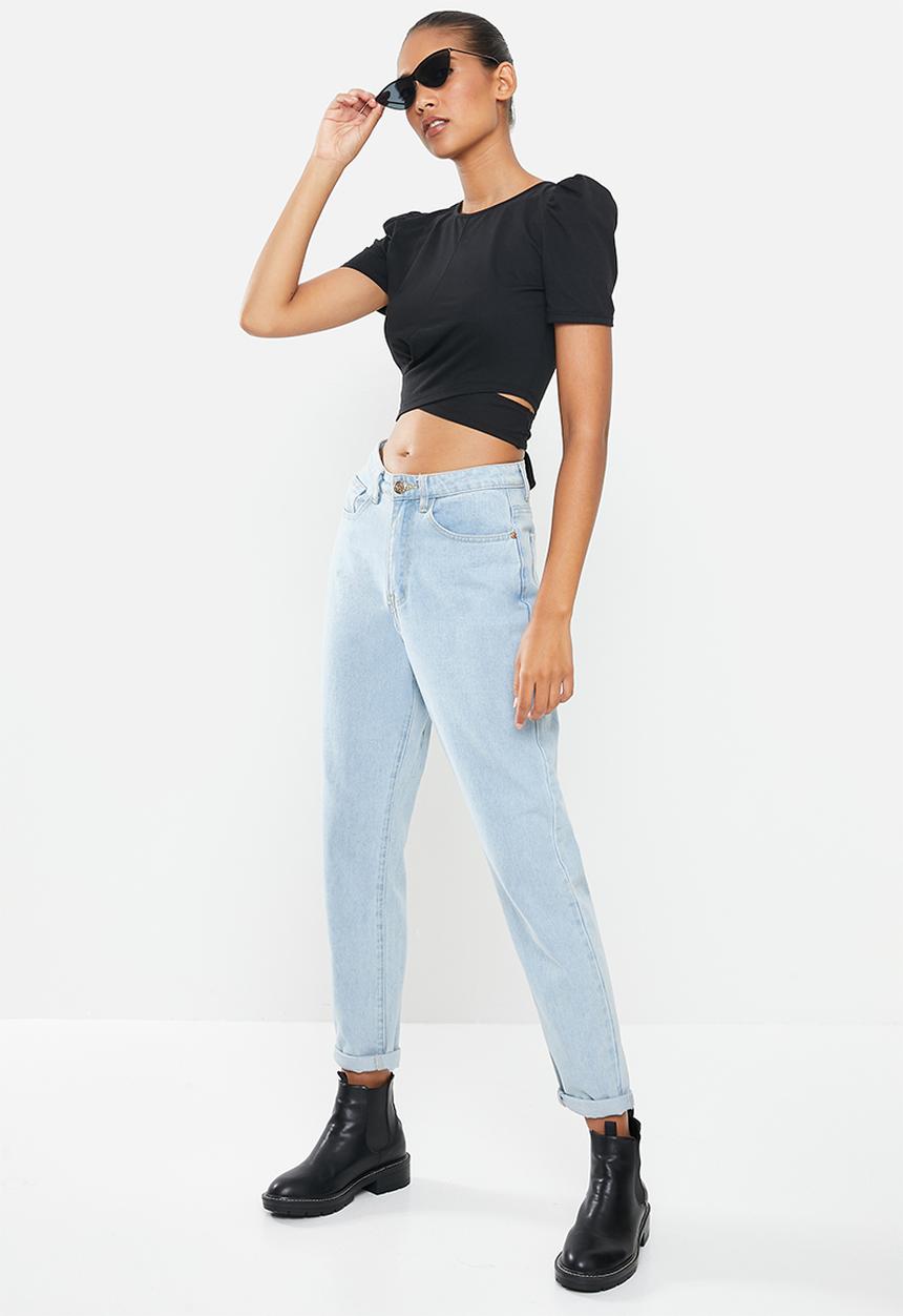 Blake - Knit wrap-tie tee - black