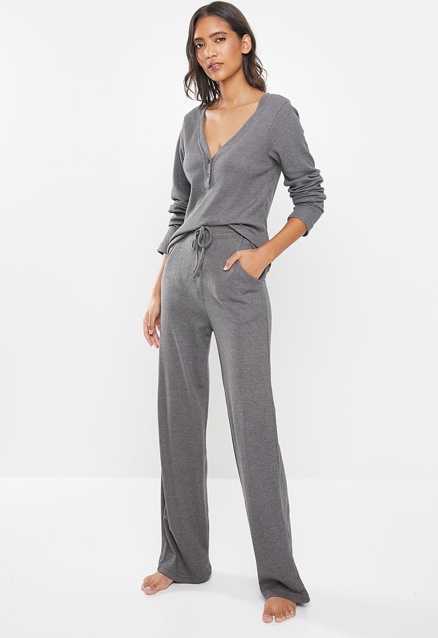 Missguided - Waffle loungewear set - dark grey