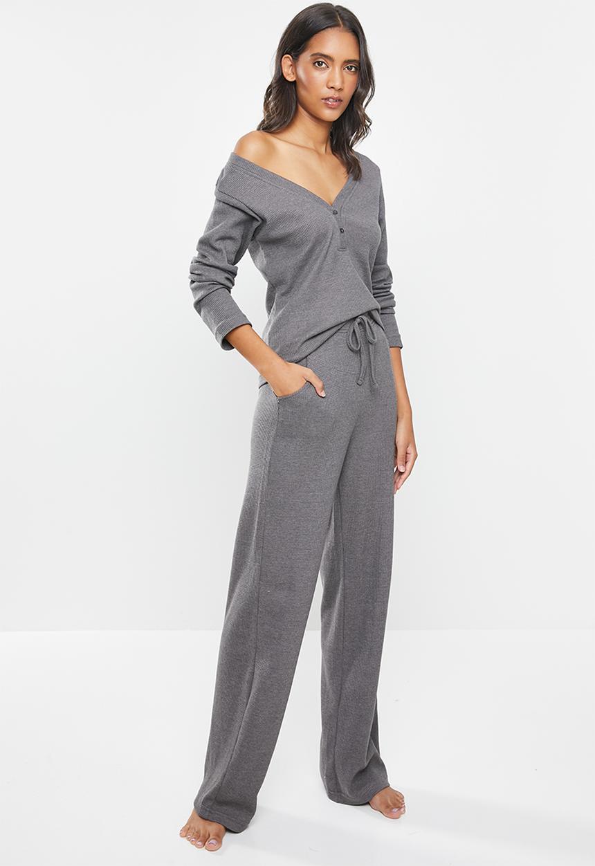 Missguided - Waffle loungewear set - dark grey