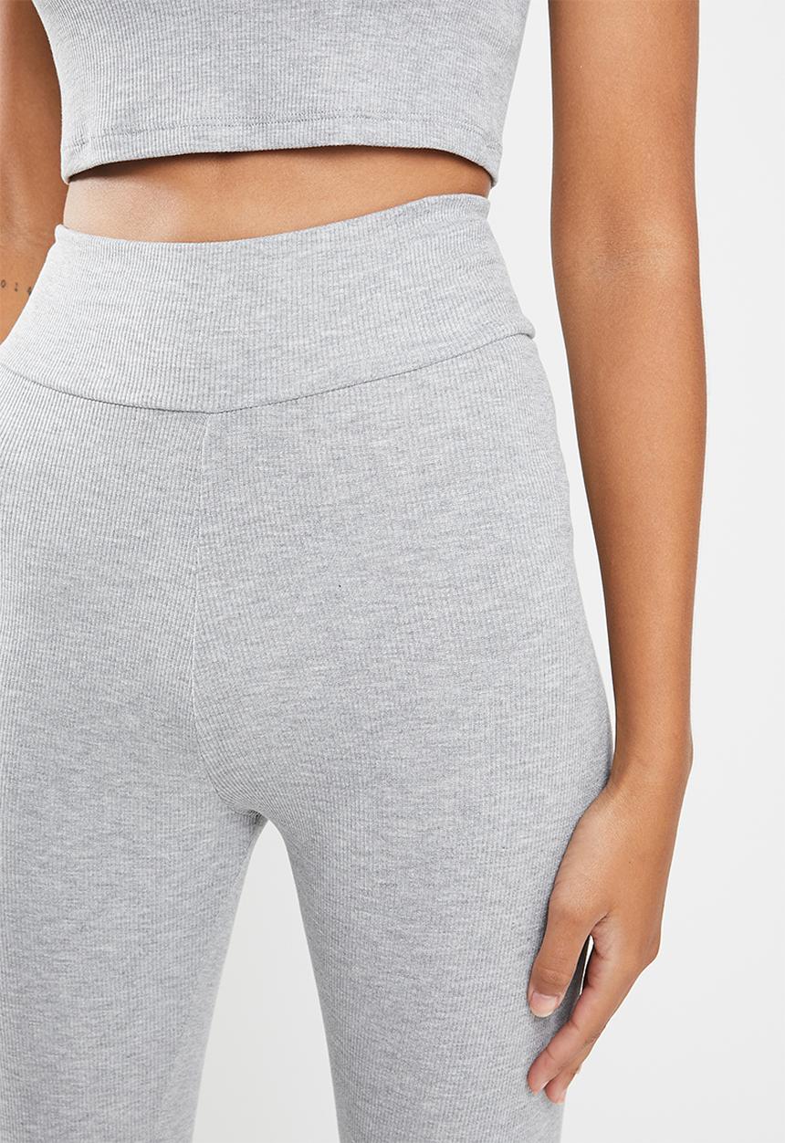 Missguided - Crop legging rib lounge set - grey