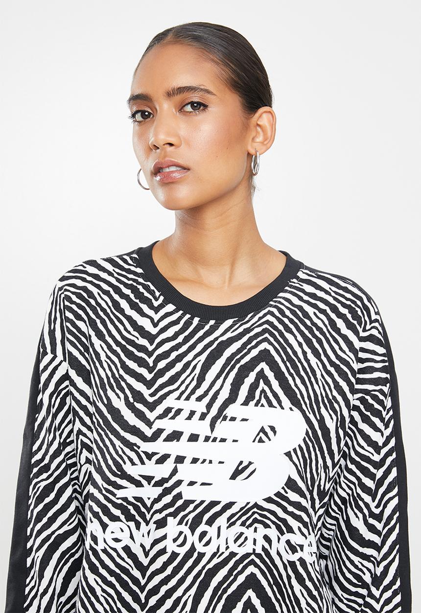New Balance  - Athletics animal print crew print - white & black 