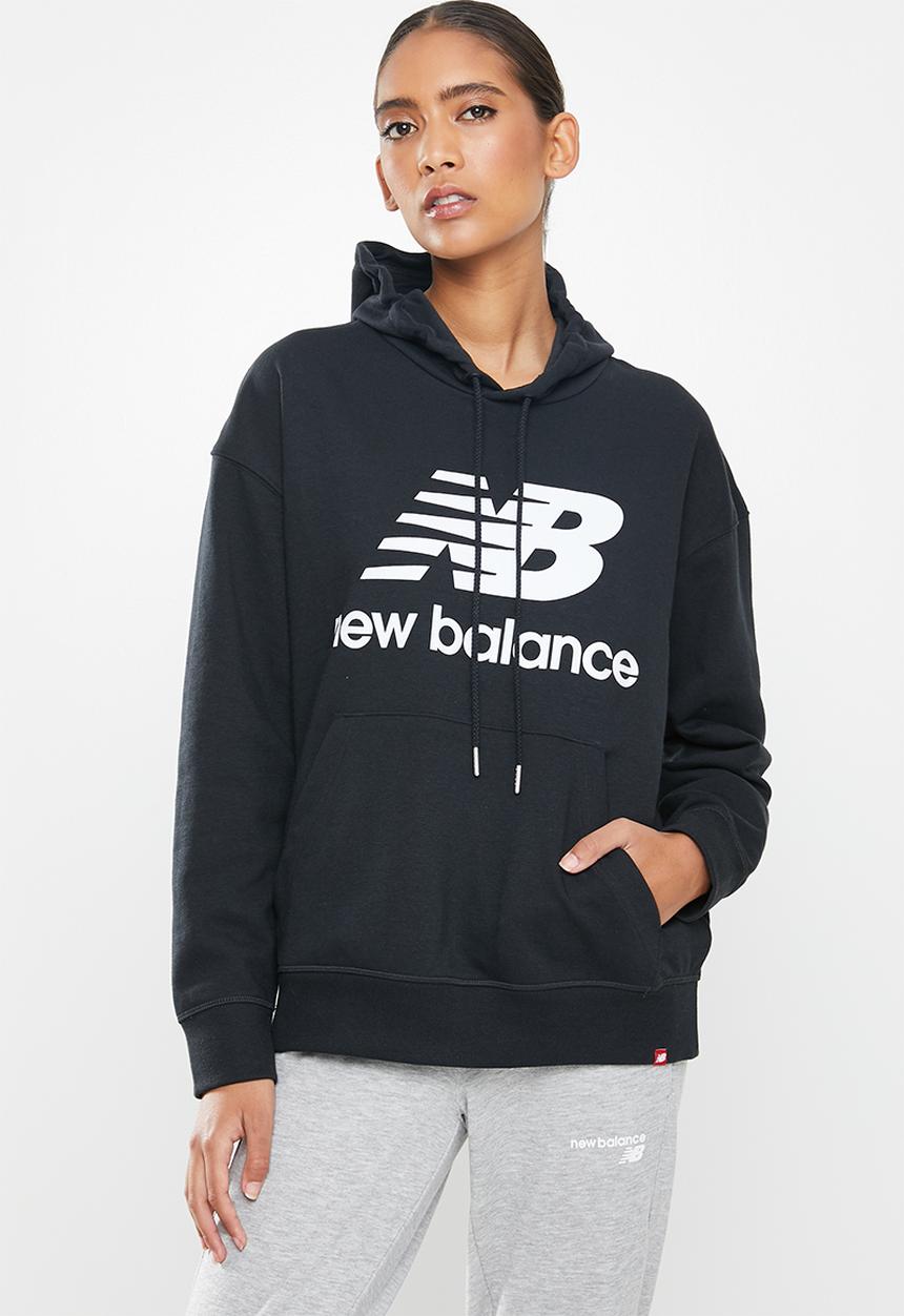 New Balance  - Essentials stacked logo oversized hoodie - black