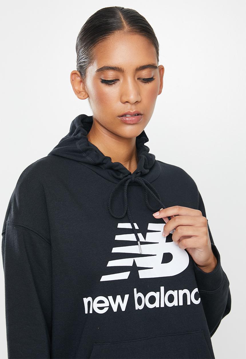 New Balance  - Essentials stacked logo oversized hoodie - black