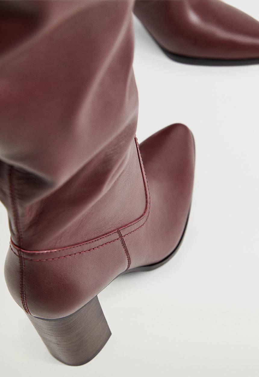 MANGO - Boby leather boot - dark red