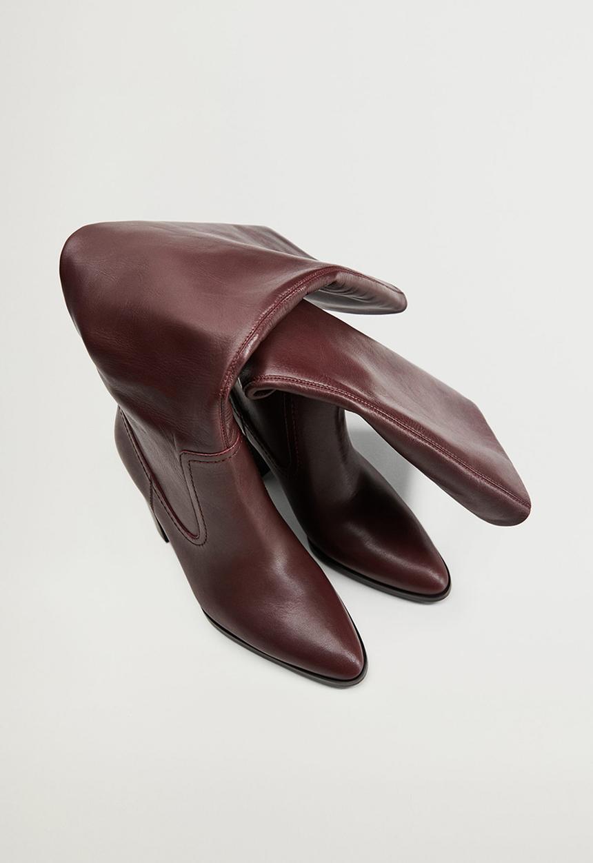 MANGO - Boby leather boot - dark red