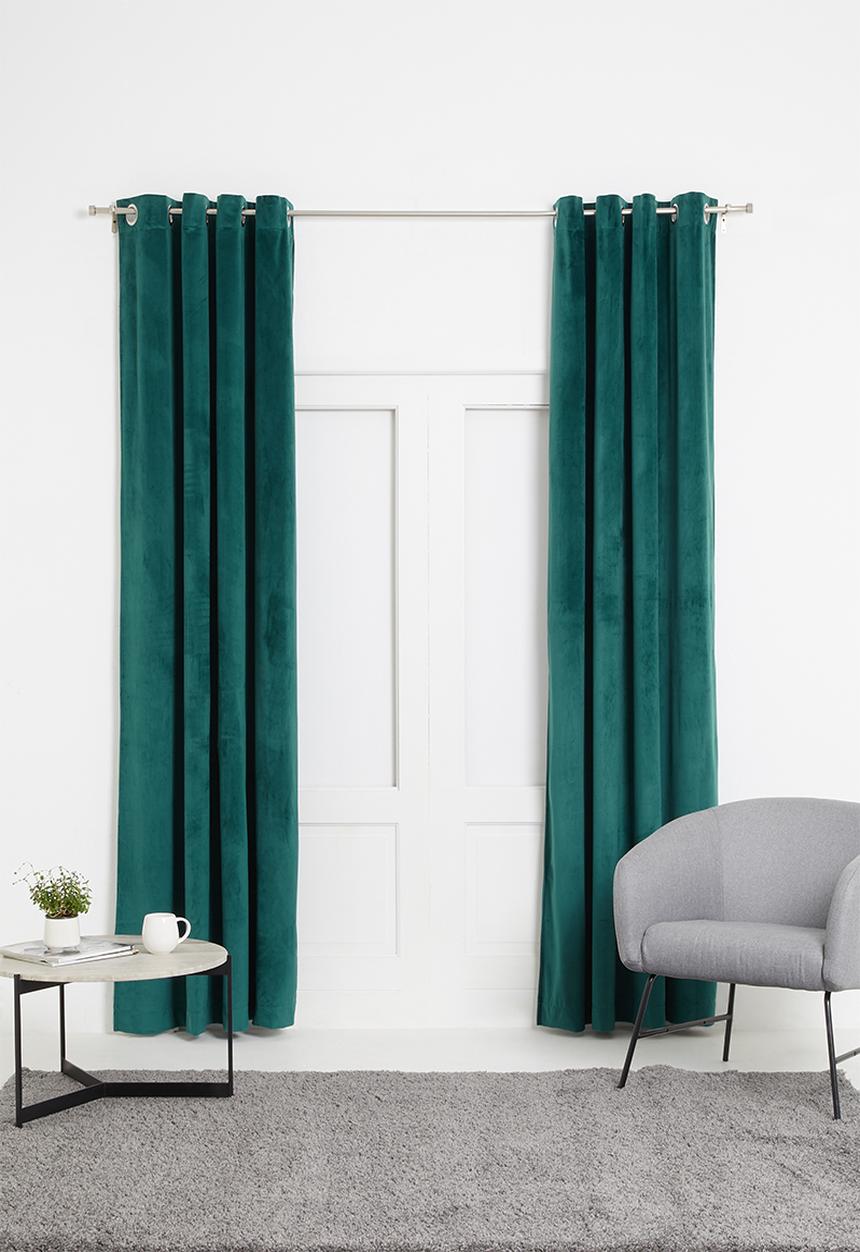 Sixth Floor - Velvet eyelet curtain 2 pack - teal green