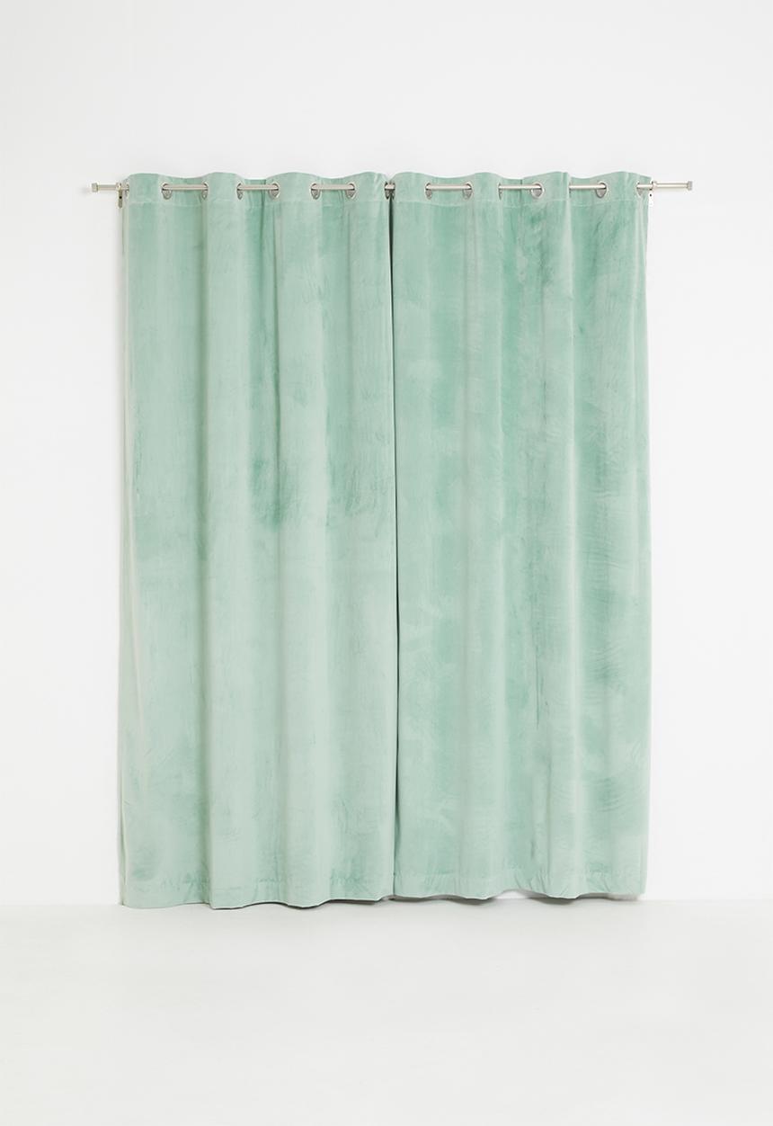 Sixth Floor - Velvet eyelet curtain 2 pack - duck egg blue