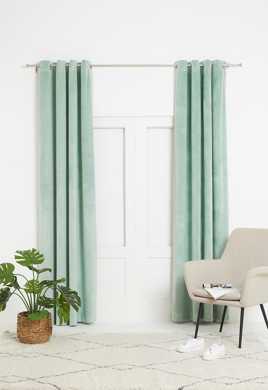 Sixth Floor - Velvet eyelet curtain 2 pack - duck egg blue