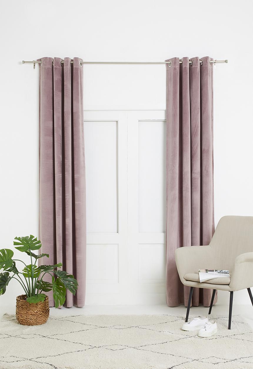 Sixth Floor - Velvet eyelet curtain 2 pack - dusty pink