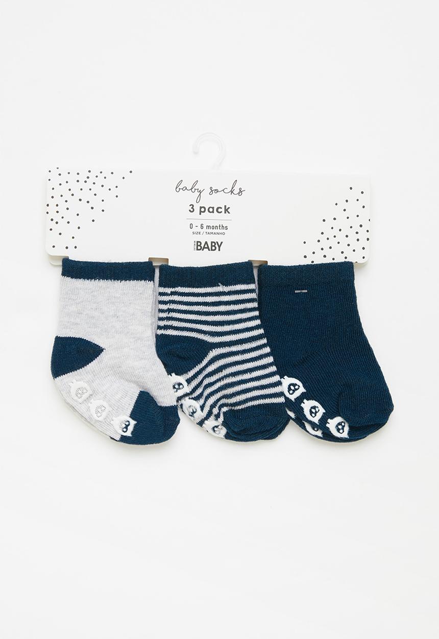 Cotton On - 3 Pack baby socks - navy & grey 